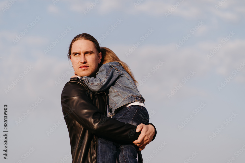 Loving father spending time with his little daughter Loving father spending time with his little daughter