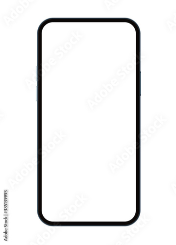 Smartphone mock up with white screen. Illustration for app, web, presentation, design.