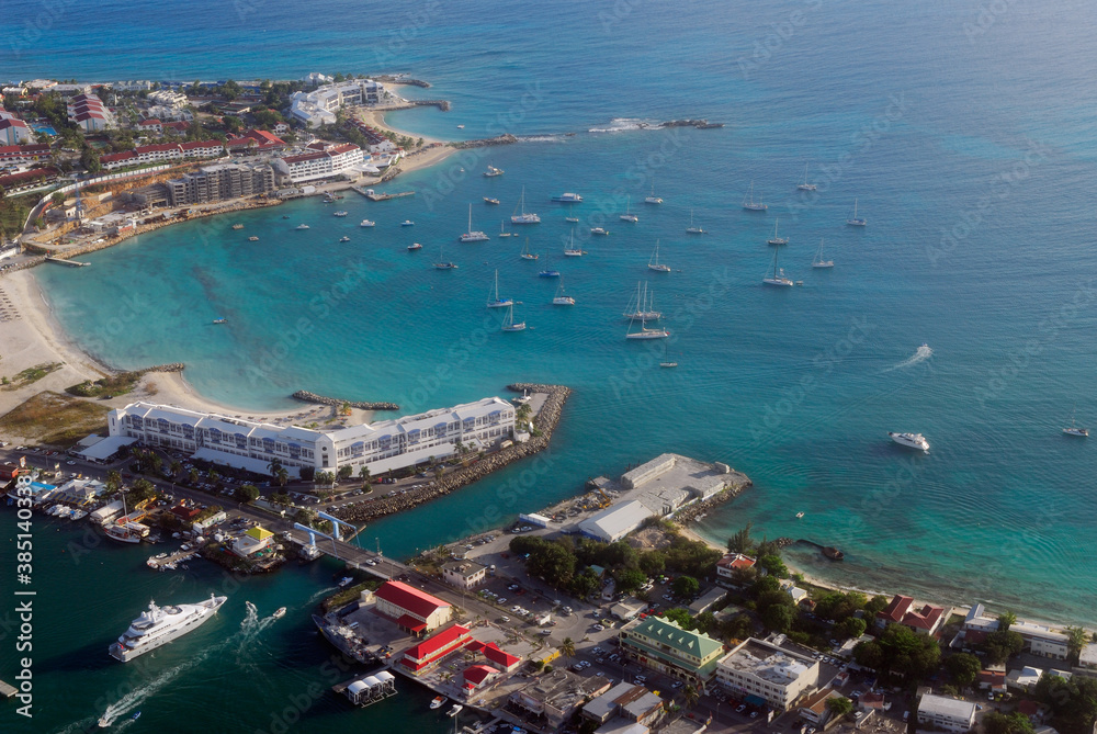 Aerial view of the Simpson Bay Bridge in St Maarten