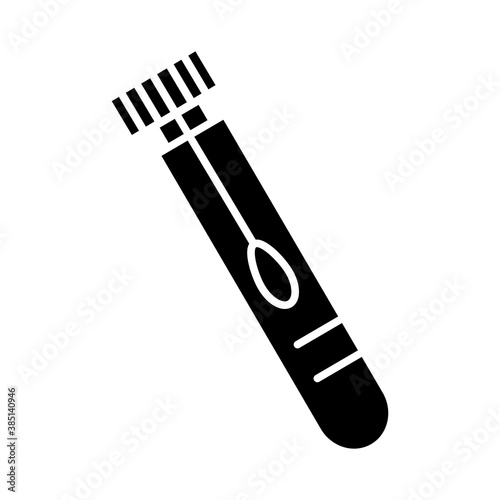 test tube with swab silhouette style icon design of Medical care health and emergency theme Vector illustration