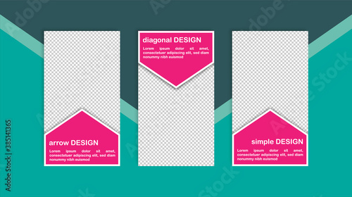 Modern editable template for social media networks stories. Colorful arrow design backgrounds with gradient and shadow. Vector abstract illustration.	