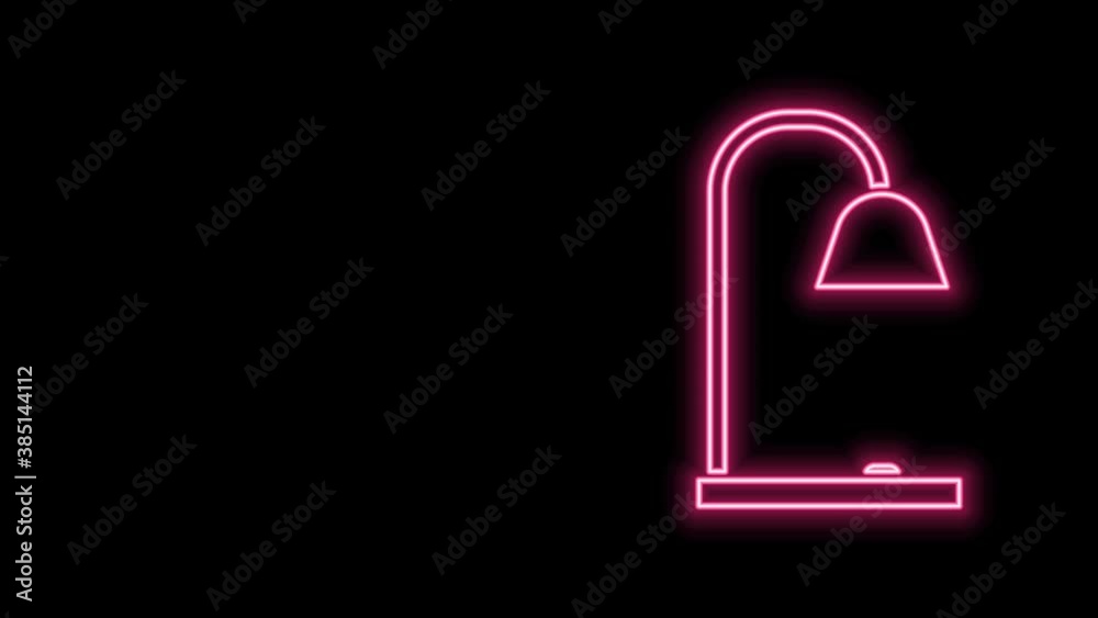 Glowing neon line Table lamp icon isolated on black background. 4K Video motion graphic animation Glowing neon line Table lamp icon isolated on black background. 4K Video motion graphic animation