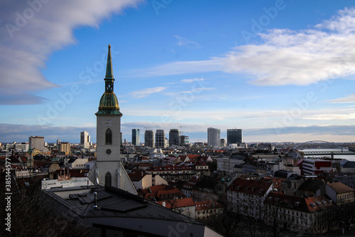 Panoramic view of Bratislava from castle hill  Slovakia