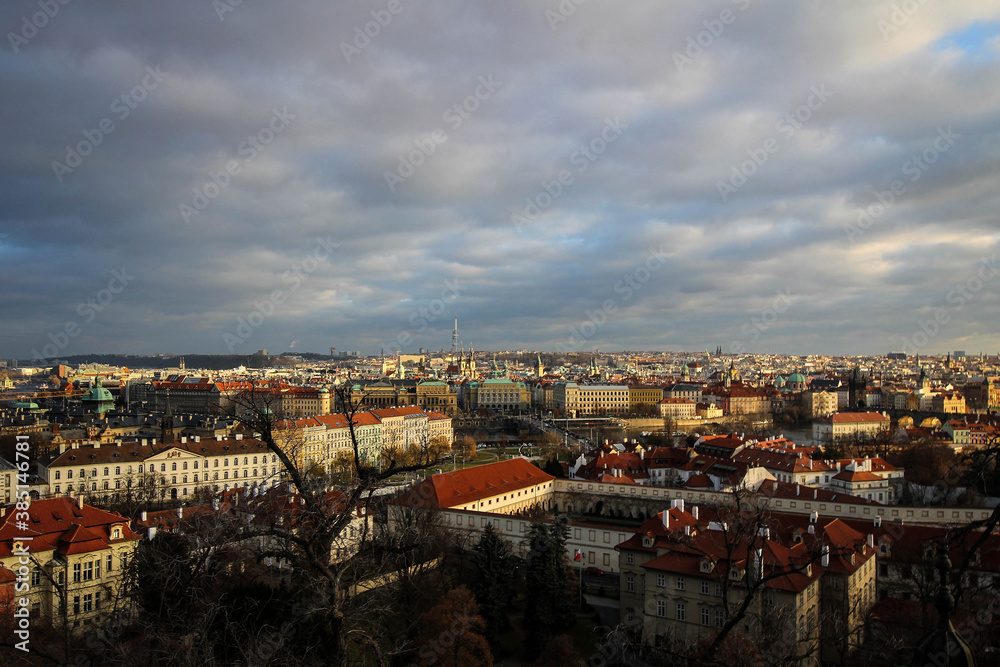 Obraz premium Historic center of Prague panoramic view from castle hill, Czech Republic