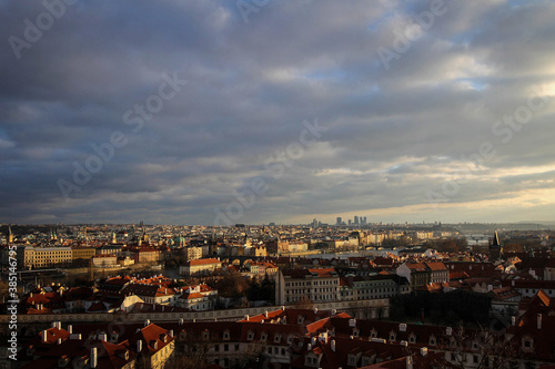Historic center of Prague panoramic view from castle hill, Czech Republic © free2trip