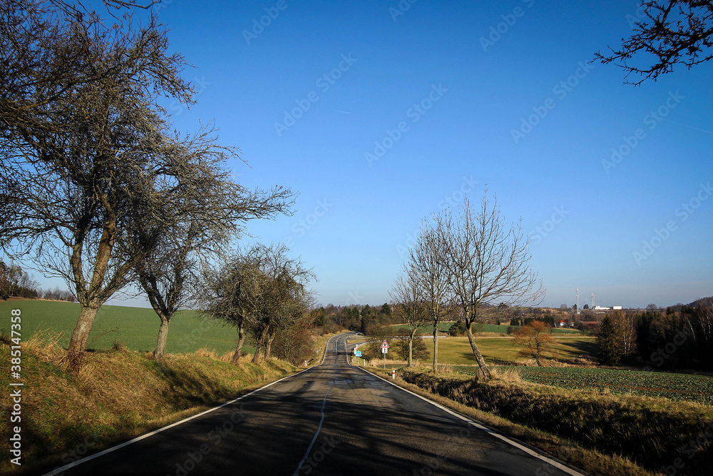 Winter countryside road view, Czech Republic Winter countryside road view, Czech Republic