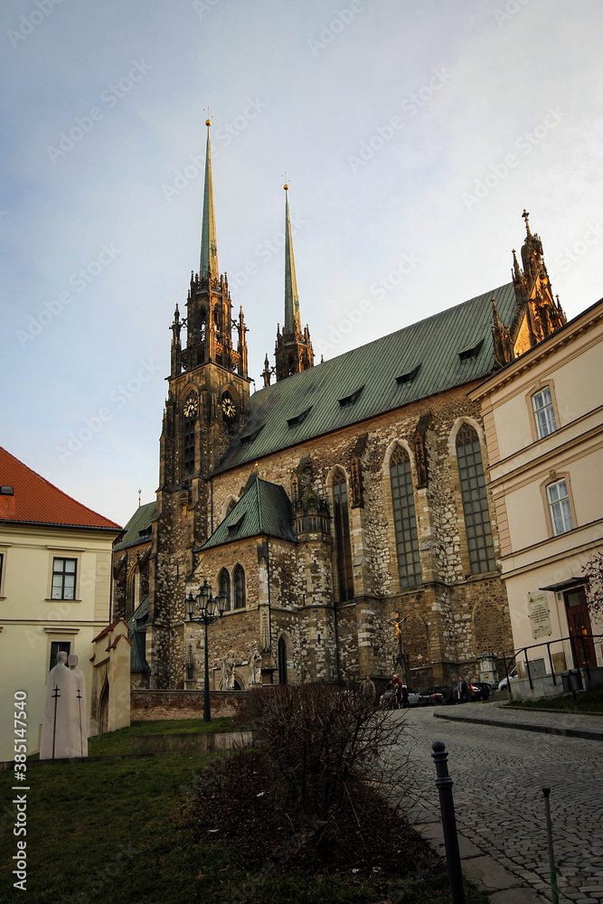 Saints Peter and Paul cathedral view in Brno, Czech Republic