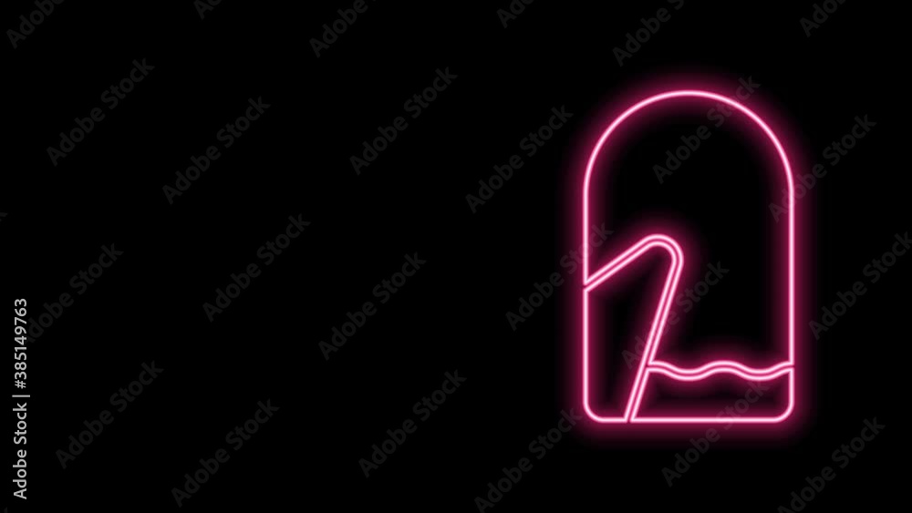 Glowing neon line Christmas mitten icon isolated on black background. 4K Video motion graphic animation Glowing neon line Christmas mitten icon isolated on black background. 4K Video motion graphic animation