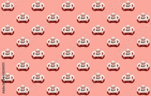 seamless pattern with white baby pacifier