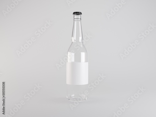Empty Bottle Grey Background Mockup 3D illustration