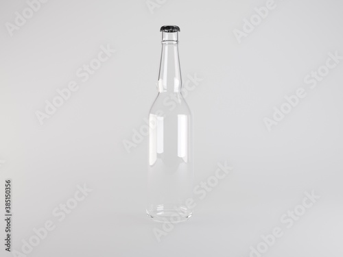Empty Bottle Grey Background Mockup 3D illustration
