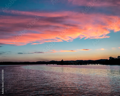 sunset over the lake