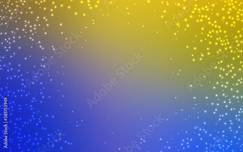 Light Blue, Yellow vector background with astronomical stars.