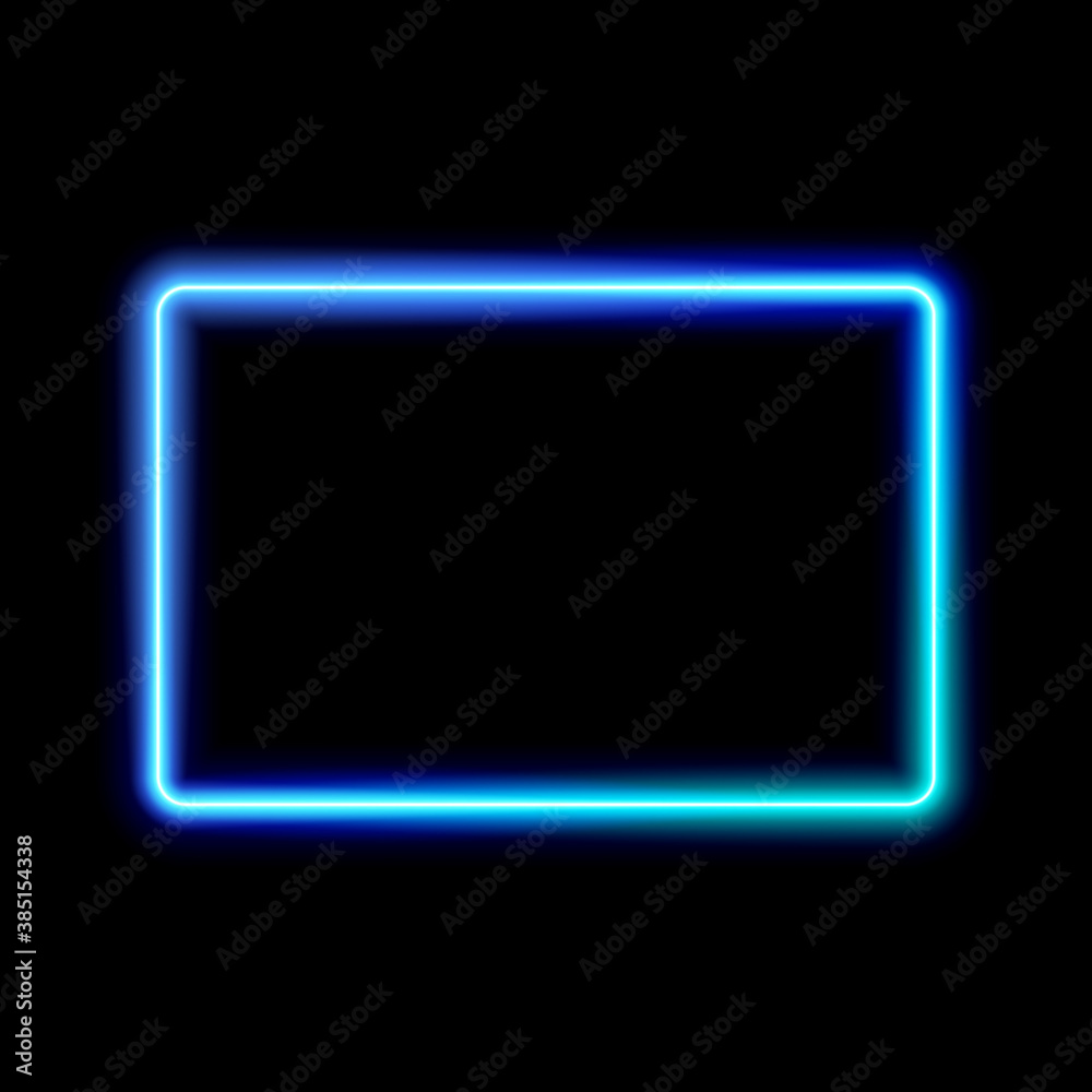 Neon rectangle frame on black background, vector illustration. Neon rectangle frame on black background, vector illustration.