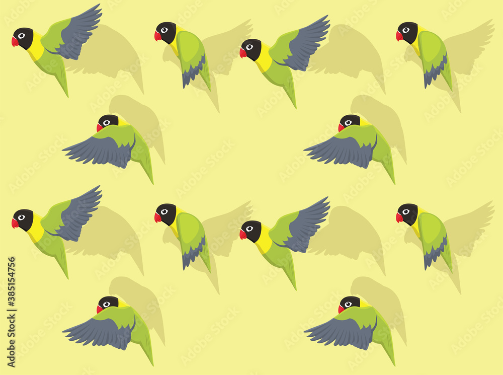 Animal Animation Masked Lovebird Flying Cartoon Vector Illustration Seamless Background-01