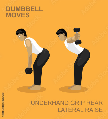 Underhand Grip Rear Lateral Raise Dumbbell Moves Manga Gym Set Illustration