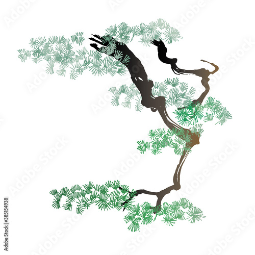Hand-painted pine tree illustrationNo.8