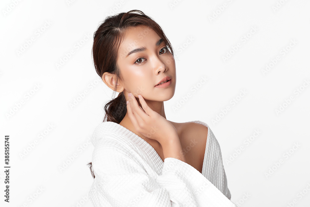 Beautiful young asian woman with clean fresh skin on white background, Face care, Facial treatment, Cosmetology, beauty and spa, Asian women portrait Beautiful young asian woman with clean fresh skin on white background, Face care, Facial treatment, Cosmetology, beauty and spa, Asian women portrait