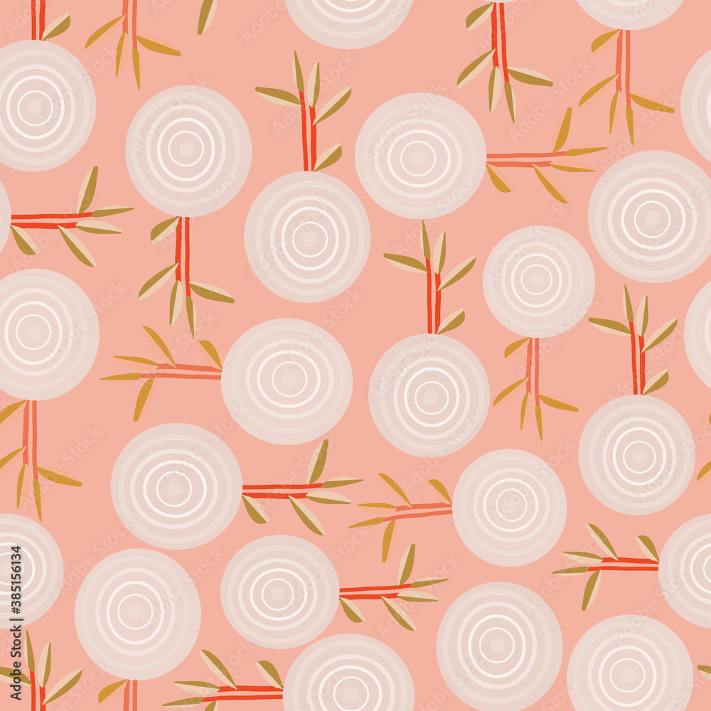 Pink orange with abstract vegetable halves seamless pattern background design. Pink orange with abstract vegetable halves seamless pattern background design.