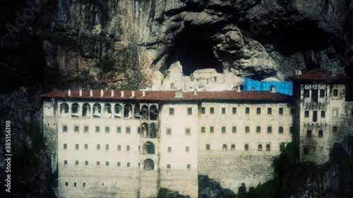 Sumela Monastery on the rocky mountain
