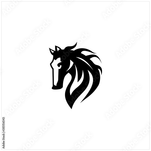 Fototapeta Naklejka Na Ścianę i Meble -  Silhouette Horse Stallion Vector Illustration Isolated on White Background Logo Design
