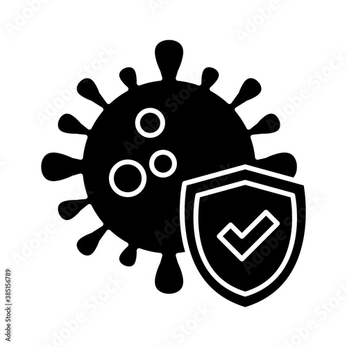 covid 19 virus witch check mark shield silhouette style icon design of 2019 ncov cov and coronavirus theme Vector illustration