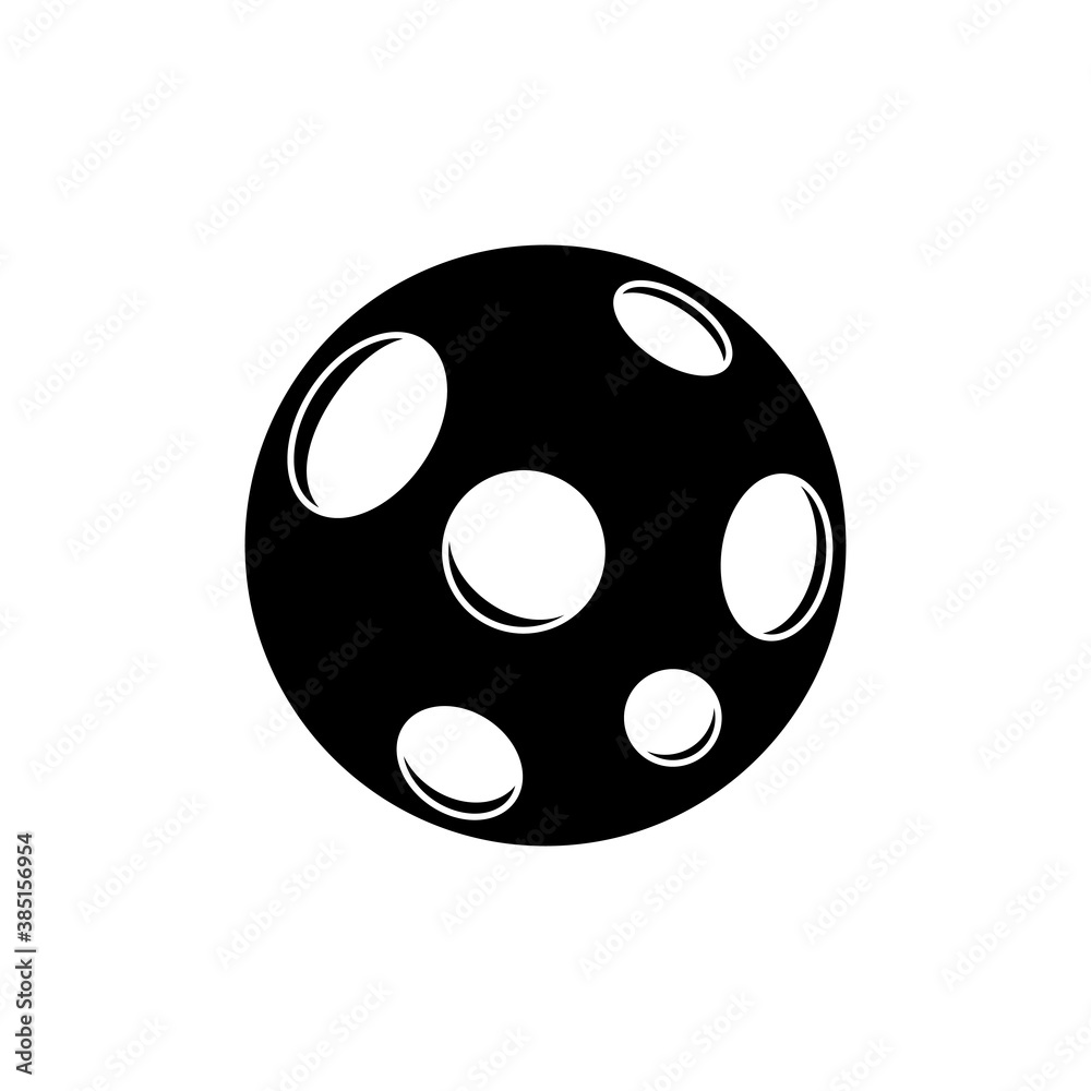 Vector black stamp Moon. Isolated magic Moon. Black contour of the full Moon on the white background. Cartoon illustration.
