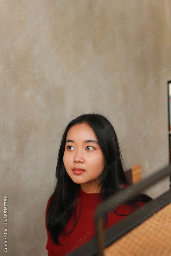 Young beautiful woman wearing red casual t-shirt. Young beautiful woman wearing red casual t-shirt.