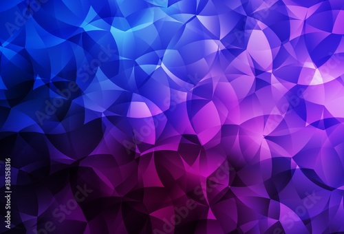 Dark Pink, Blue vector shining triangular background.
