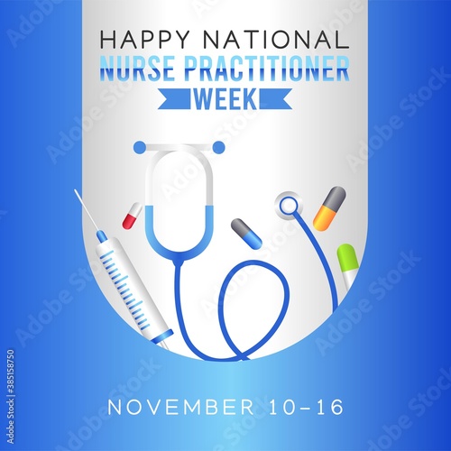 Happy National Nurse Practitioner Week Vector Illustration.  Suitable for greeting card, poster and banner.