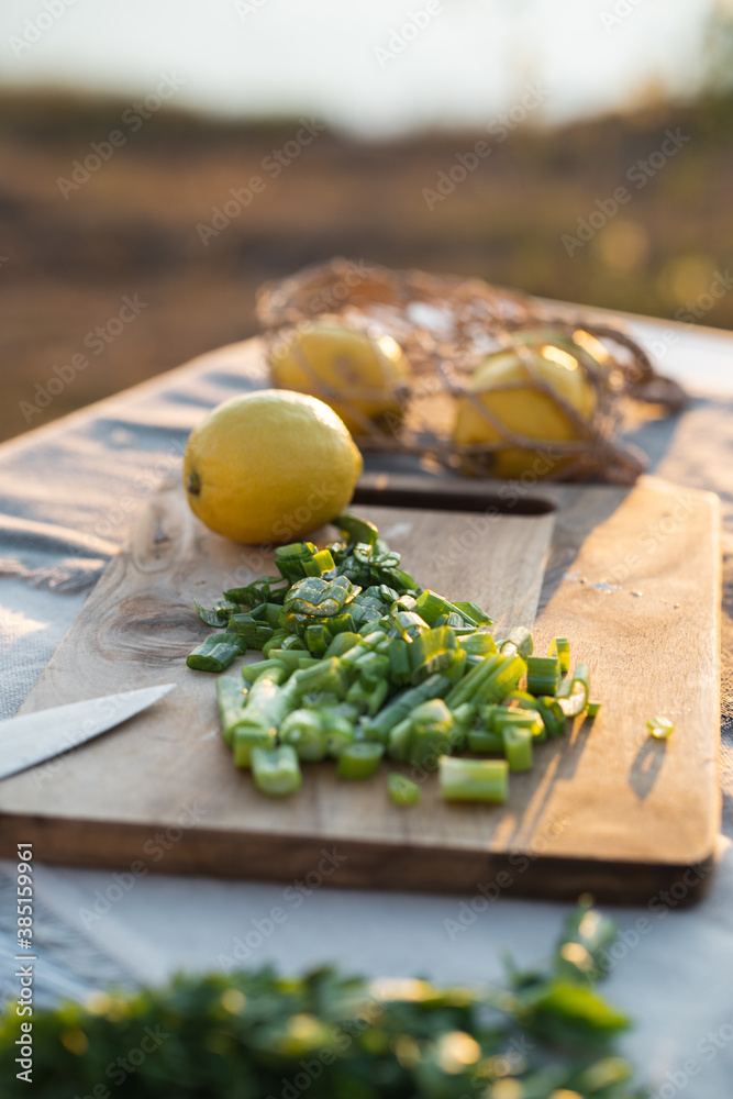 green onion and lemon green onion and lemon