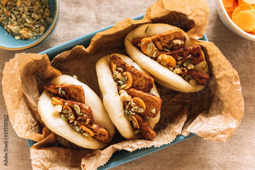 Vegan steamed bao buns photo