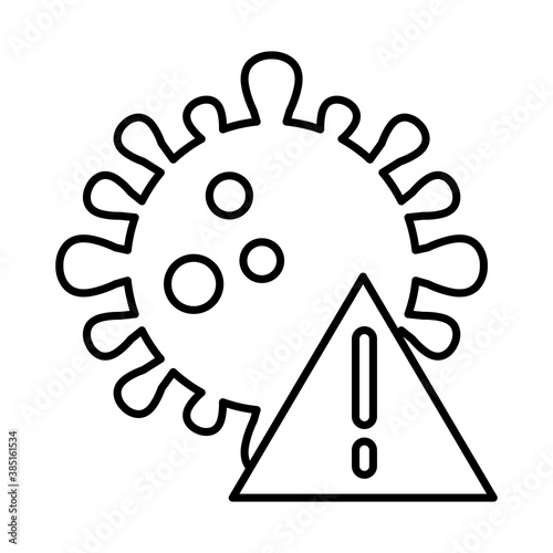 covid 19 virus and warning road sign line style icon design of 2019 ncov cov and coronavirus theme Vector illustration