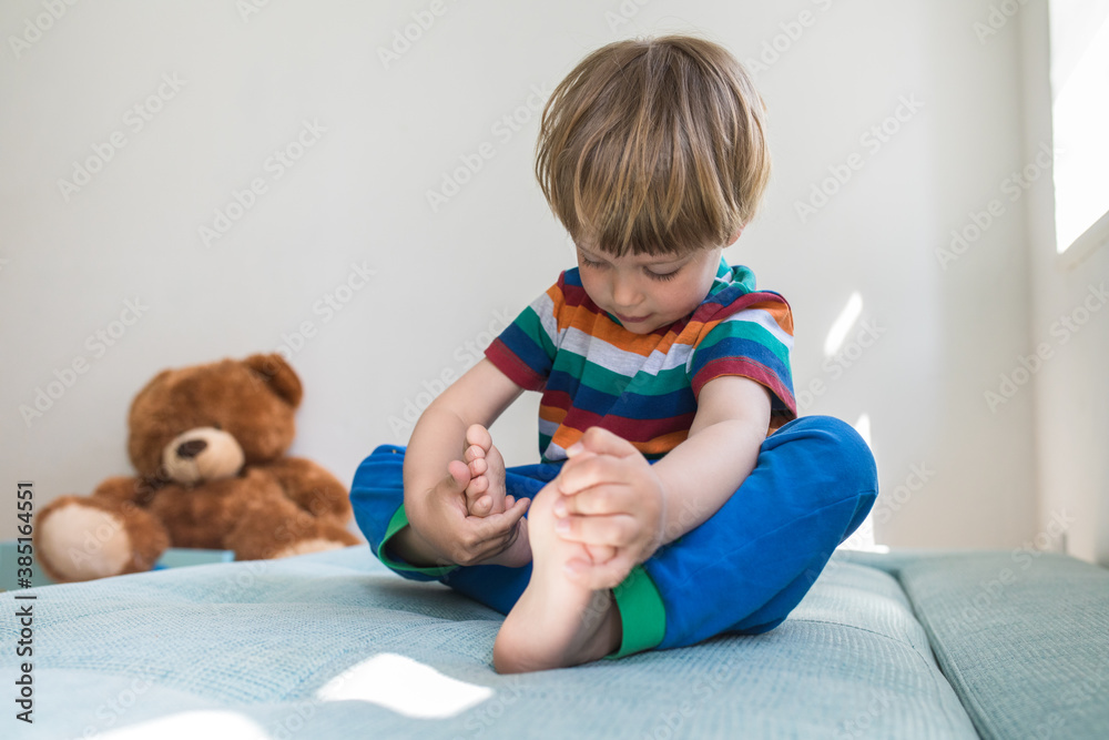 Three years old blond boy at home Three years old blond boy at home