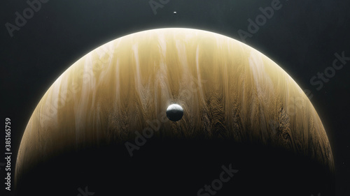 Gas Giant Planet with Orbiting Moons photo