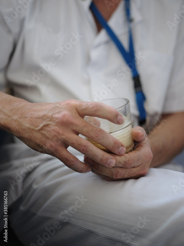 Hospital doctor taking a coffee breack photo