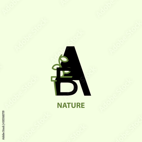 LOGO GRREN, letter ab, ba logo leaf, nature logo