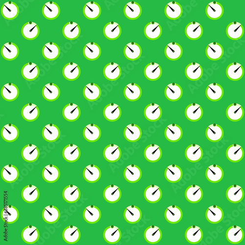 green white stop clock with needle pointer on a dark green background repeat pattern