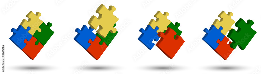pieces of 3d jigsaw puzzles. Template for infographics. Making difficult decisions, brainstorming. Color vector pieces of 3d jigsaw puzzles. Template for infographics. Making difficult decisions, brainstorming. Color vector