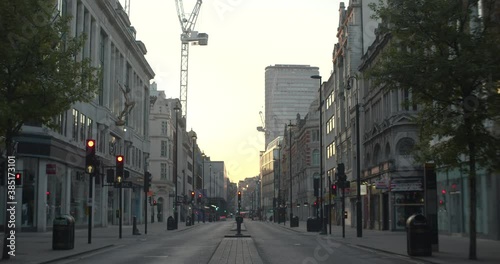 London Oxford Street empty abandoned and deserted during London coronavirus lockdown pandemic with shops closed and no people photo