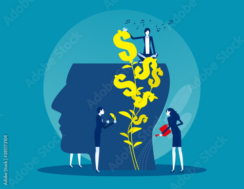 Business team water the plants money think for growth mindset