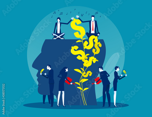 Business team water the plants money think for growth mindset