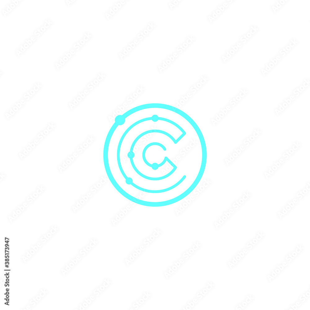 The letter C in technology style, consisting of combination high tech style symbol of it formed a letter The letter C in technology style, consisting of combination high tech style symbol of it formed a letter