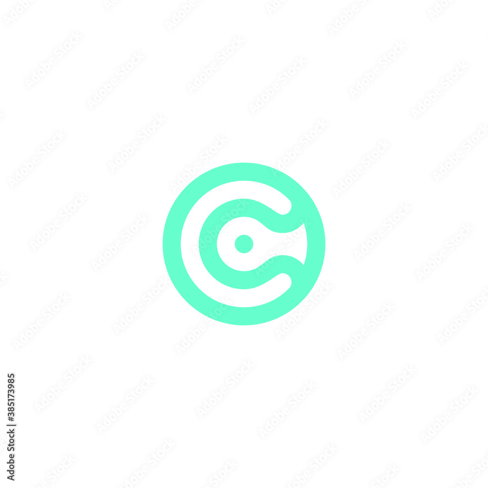 The letter C in technology style, consisting of combination high tech style symbol of it formed a letter 