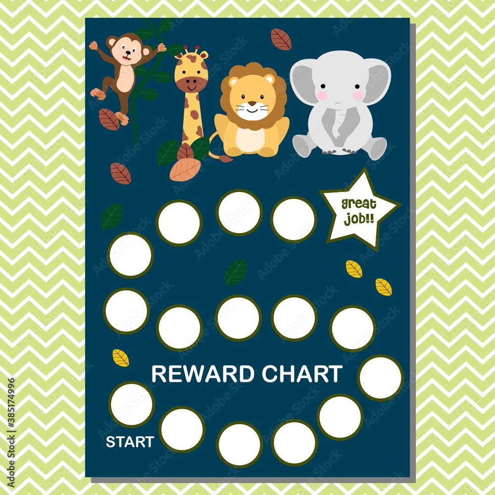 Animal theme reward chart for boy or girl Stock Vector Adobe Stock