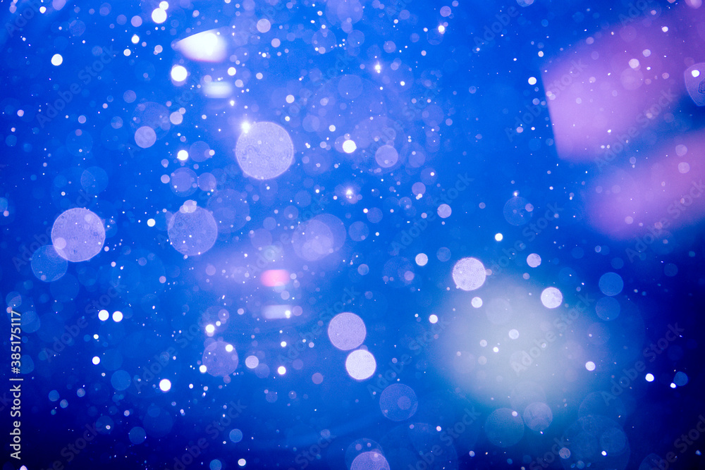 Fantasy Abstract blur blue bokeh of lights colorful sparkle