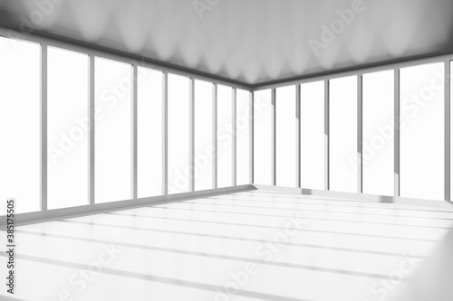 Empty elegant room in modern design bright white color in 3D rendering illustration