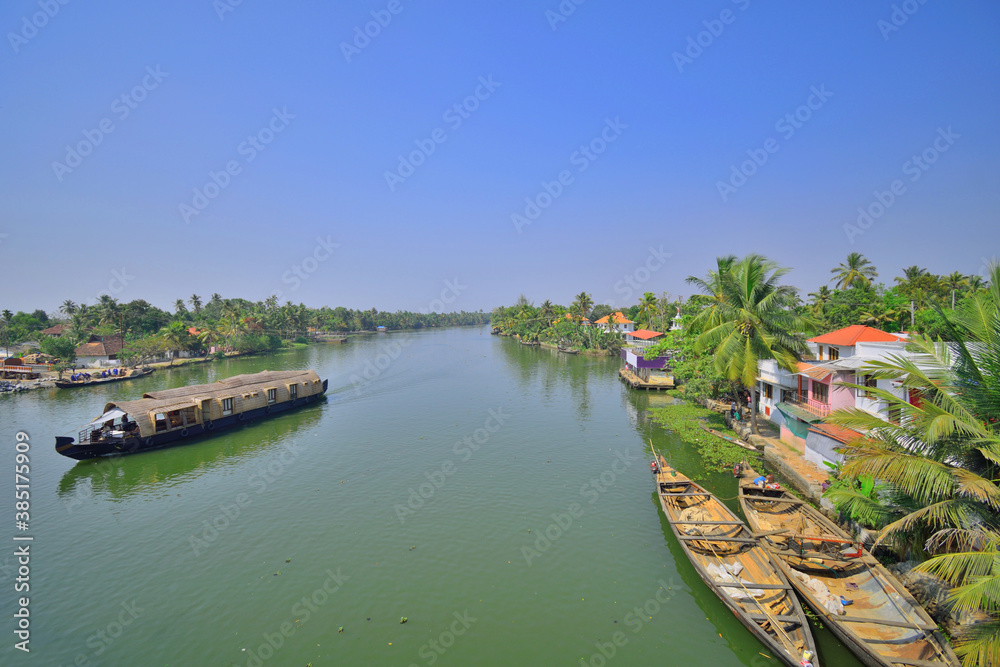 Aerial view of Kerala backwaters.