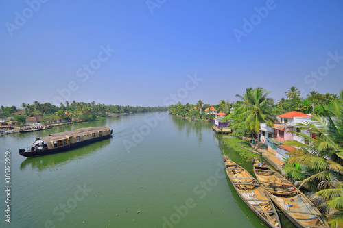 Aerial view of Kerala backwaters.