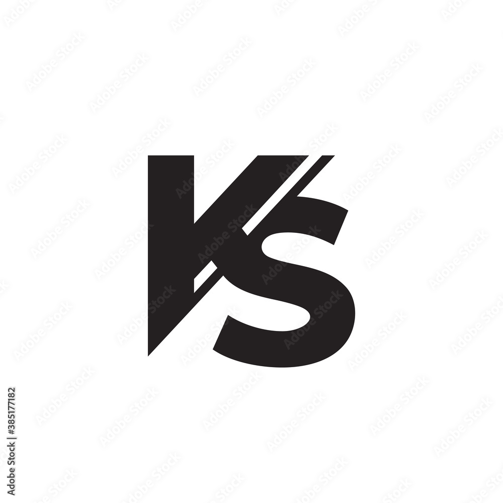 letter ks simple slice linked geometric logo vector